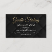 Luxury Insurance Agent Black Photo QR Code Visitenkarte (Rückseite)