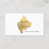 Luxury Interior Designer Gold Abstract Logo White Visitenkarte (Vorderseite)