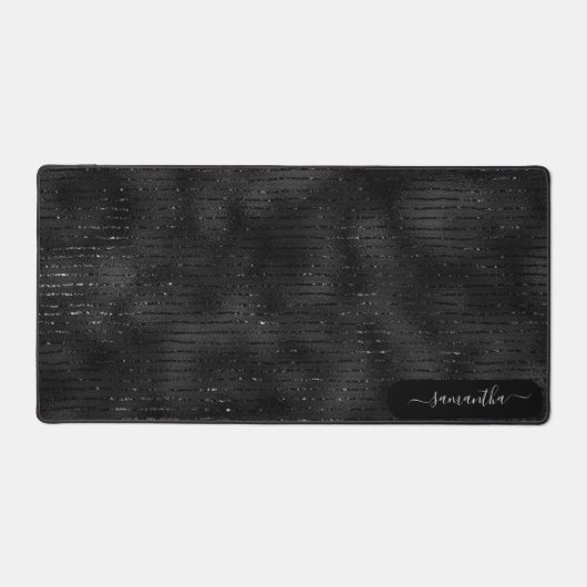 Luxury Iridescent black stripes white sparkles Schreibtischunterlage (Vorderseite)