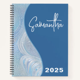 Luxury Iridescent Blue Gradient Spiral Notebook Notizblock
