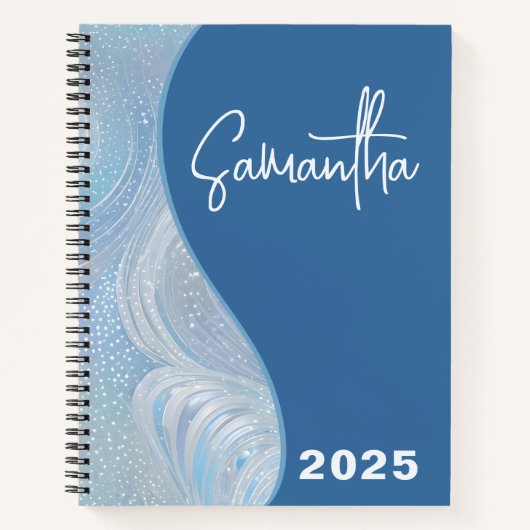 Luxury Iridescent Blue Gradient Spiral Notebook Notizblock (Vorderseite)