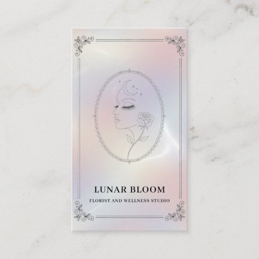 Luxury Iridescent with QR Code Holographic Visitenkarte (Vorderseite)