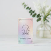 Luxury Iridescent Yoga Teacher Holographic Visitenkarte (Stehend Vorderseite)