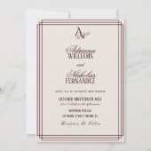 Luxury Ivory Burgundy Monogram Wedding Einladung (Vorderseite)