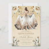 Luxury Ivory Gold Quinceñera Einladung (Vorderseite)