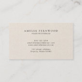 Luxury Ivory Leather Professional Minimal Custom Visitenkarte (Rückseite)