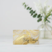 Luxury Ivory Marble & Gold Glitter Business Card Visitenkarte (Stehend Vorderseite)
