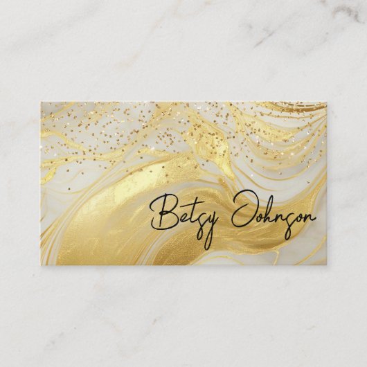 Luxury Ivory Marble & Gold Glitter Business Card Visitenkarte (Vorderseite)