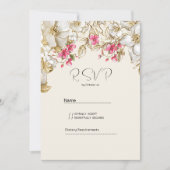 Luxury ivory pink white gold flowers RSVP  Einladung (Vorderseite)