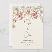 Luxury ivory pink white gold flowers Save the Date Einladung (Vorderseite)
