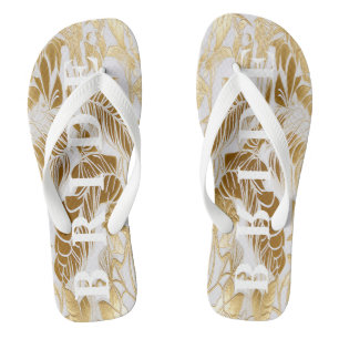 Luxury Ivory und Gold Palm Bride Badesandalen