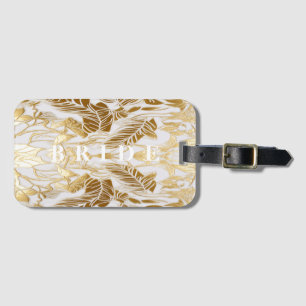 Luxury Ivory und Gold Palm Bride Gepäckanhänger
