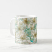 Luxury Jasmine Golden Sage Green Floral Script  Kaffeetasse (Vorderseite Links)