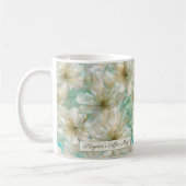 Luxury Jasmine Golden Sage Green Floral Script  Kaffeetasse (Links)