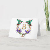 Luxury Jeweled Hummingbird Monogram B Wedding Dankeskarte (Vorderseite)