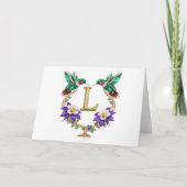 Luxury Jeweled Hummingbird Monogram L Wedding Dankeskarte (Vorderseite)