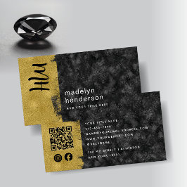 Luxury Jewelry Black Gold QR Code Social Media Visitenkarte