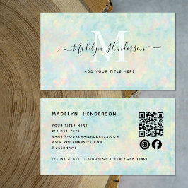 Luxury Jewelry Opal QR Code Social Media Monogram Visitenkarte