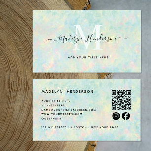 Luxury Jewelry Opal QR Code Social Media Monogram Visitenkarte
