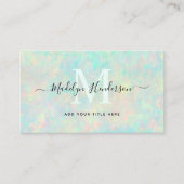 Luxury Jewelry Opal QR Code Social Media Monogram Visitenkarte (Vorderseite)