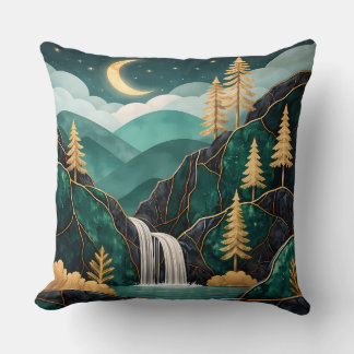 Luxury Kintsugi Mountain Waterfall Pillow  Kissen