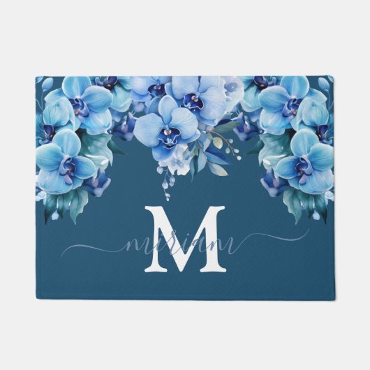 Luxury Kitchen Floor Mat: Blue Orchids Blume Fußmatte (Vorderseite)