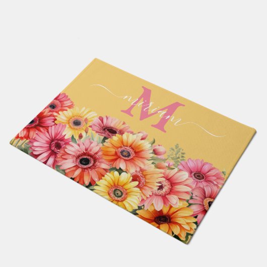 Luxury Kitchen Floor Mat: Gerbera Daisies Door Mat Fußmatte (Schrägansicht)