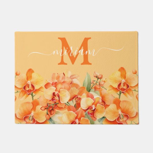 Luxury Kitchen Floor Mat: Orange Orchids Fußmatte (Vorderseite)