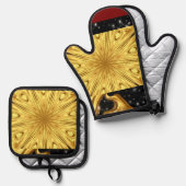 Luxury Kitchen Safety: Gilded Zenith Opulent Swirl Ofenhandschuh & Topflappen-Set (Vorderseite/Rückseite)