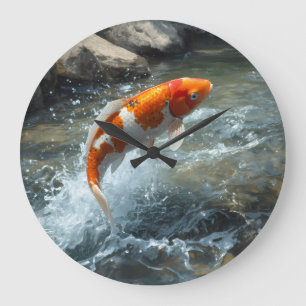 LUXURY KOI FISCH ARTWORK GROßE WANDUHR