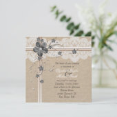Luxury Lace Floral Burlap Wedding Einladung (Stehend Vorderseite)