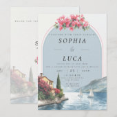 Luxury Lake Como Destination Wedding with QR Code Einladung (Vorne/Hinten)