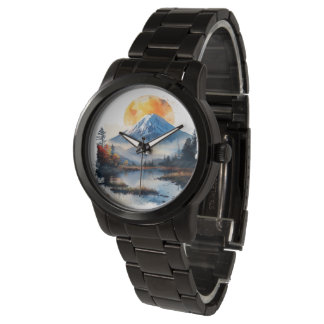 Luxury Landmark Mountain & River Watch Elegant Armbanduhr