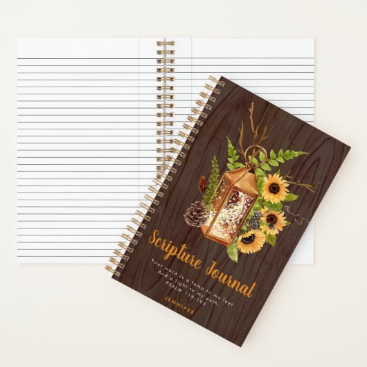 Luxury Lantern & Sunflowers Scripting Journal Notizblock (Innen)