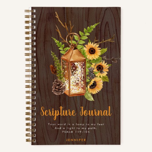 Luxury Lantern & Sunflowers Scripting Journal Notizblock (Vorderseite)