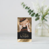 Luxury Laser Technician Spa Arch Photo Black Gold Visitenkarte (Stehend Vorderseite)