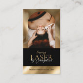 Luxury Laser Technician Spa Arch Photo Black Gold Visitenkarte (Vorderseite)