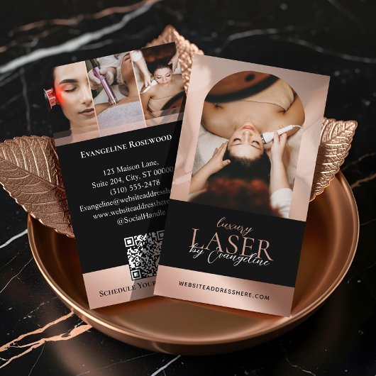 Luxury Laser Technician Spa Arch Photo Black Rose Visitenkarte