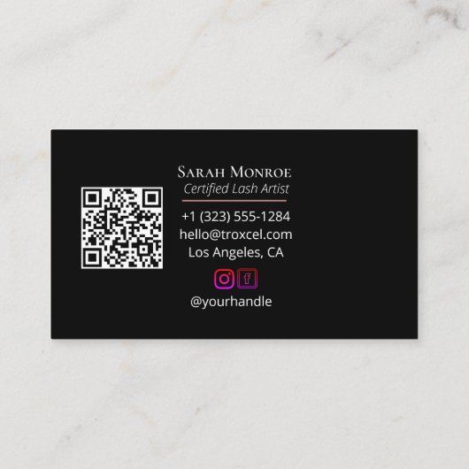 Luxury Lash Design with QR code Visitenkarte (Rückseite)
