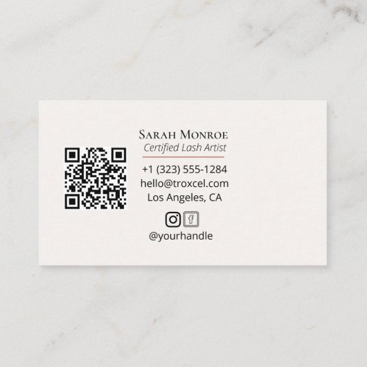 Luxury Lash Design with QR code Visitenkarte (Rückseite)
