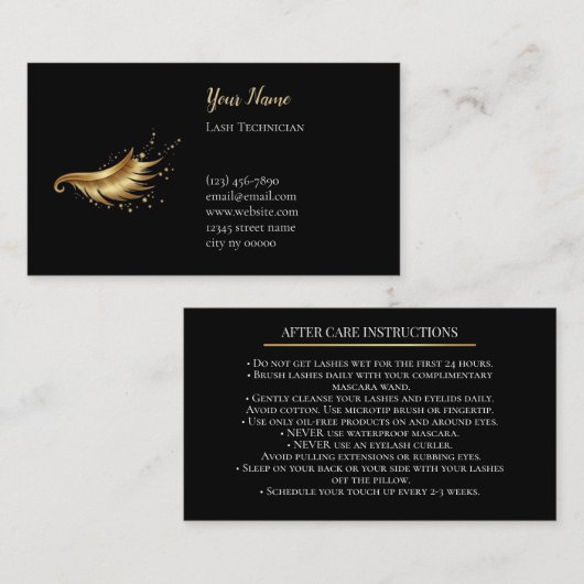 Luxury Lash Technician After care Card Terminkarte (Vorne/Hinten)
