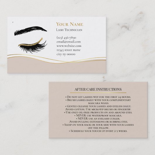 Luxury Lash Technician After care Card Terminkarte (Vorne/Hinten)