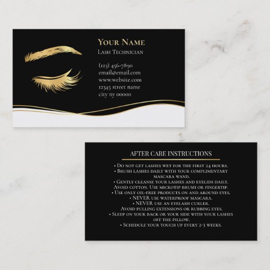 Luxury Lash Technician After care Card Terminkarte (Vorne/Hinten)