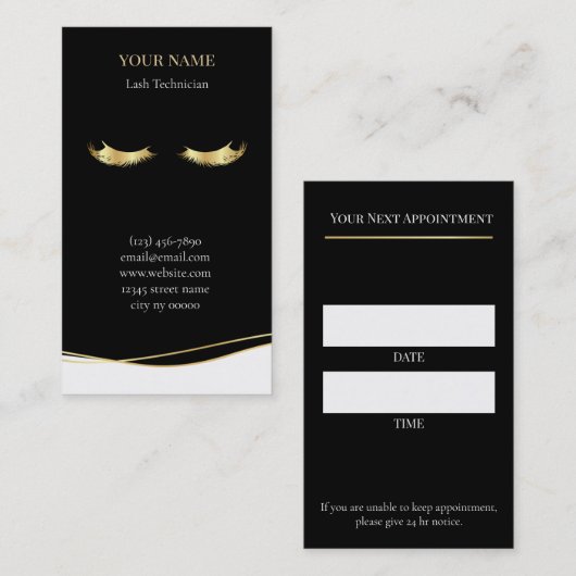 Luxury Lash Technician Appointment Card Terminkarte (Vorne/Hinten)