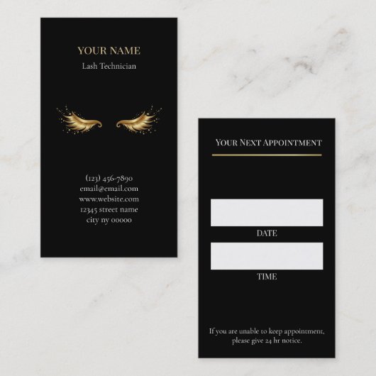 Luxury Lash Technician Appointment Card Terminkarte (Vorne/Hinten)