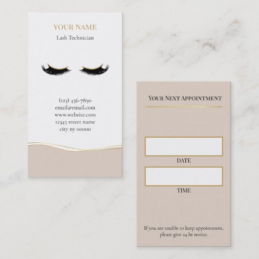 Luxury Lash Technician Appointment Card Terminkarte (Vorne/Hinten)