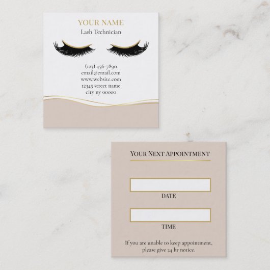 Luxury Lash Technician Appointment Card Terminkarte (Vorne/Hinten)