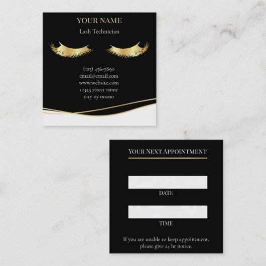 Luxury Lash Technician Appointment Card Terminkarte (Vorne/Hinten)