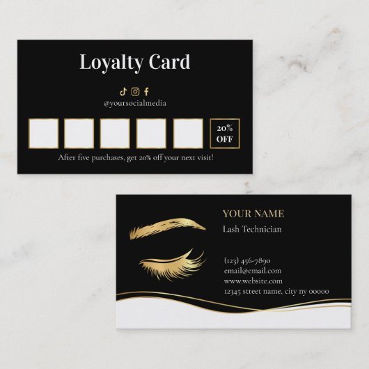 Luxury Lash Technician Loyalty Card Treuekarte (Vorne/Hinten)