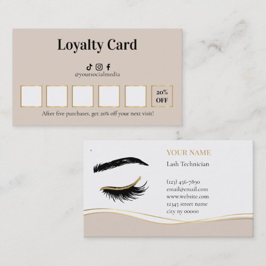 Luxury Lash Technician Loyalty Card Treuekarte (Vorne/Hinten)